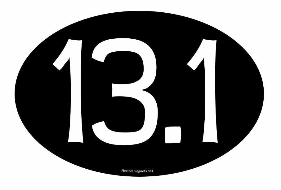 13.1 HALF MARATHON Oval CAR MAGNET 4" x 6" Running Jogging Black White Fridge 