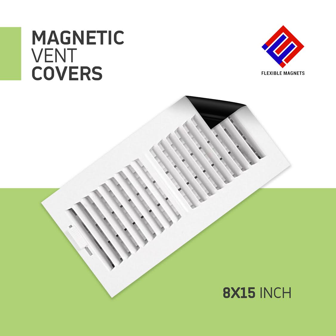 8" X 15" Magnetic Vent Cover Flexible Sheet Seals Metal Regi 2PK