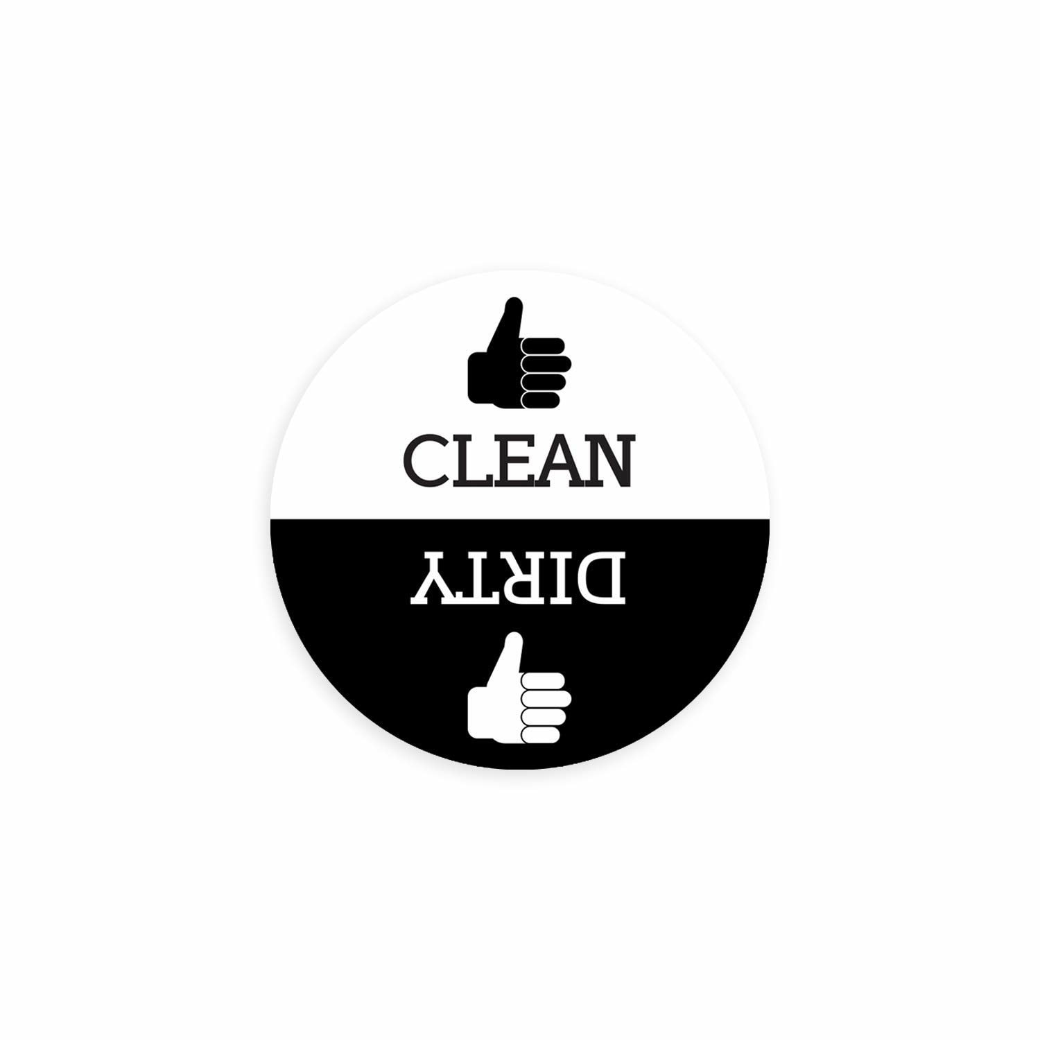 Dishwasher Magnet Clean Dirty Sign - 3 Inch Round Black & White