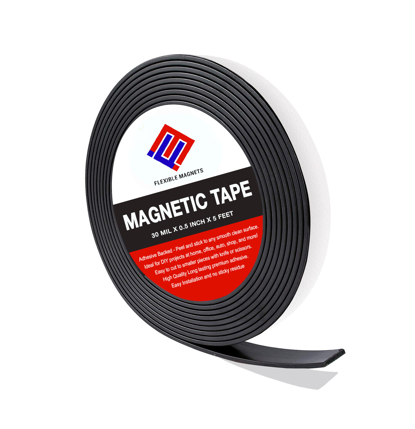 30 mil Ideal Adhesive Magnetic Strip Flexible Magnet Tape 1" wide x 10 feet 