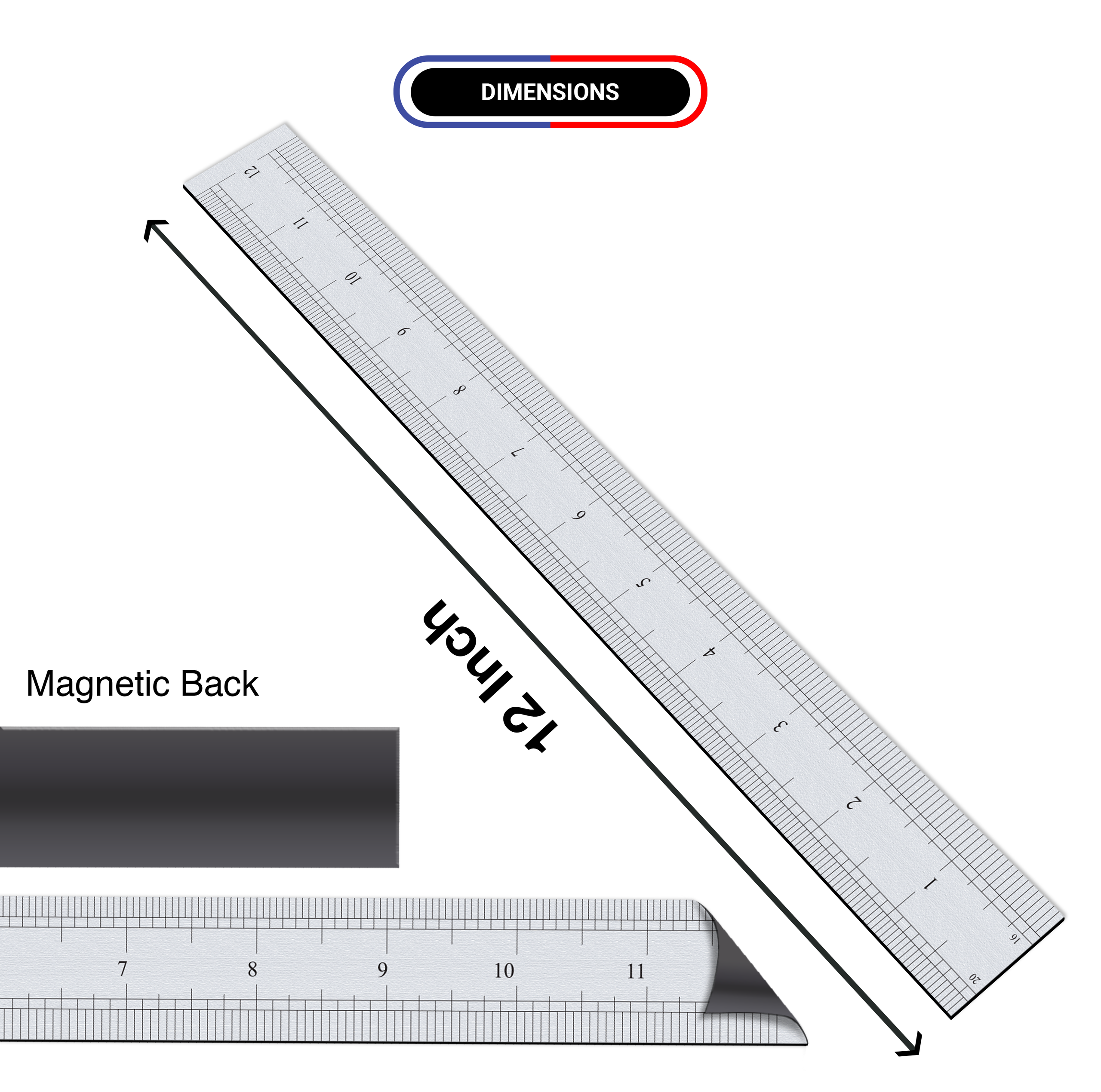 Flexible Magnetic 12 inch Ruler - Measuring Tape